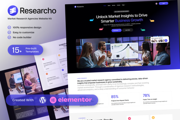 Télécharger Researcho – Market Research Agencies Elementor Template Kit