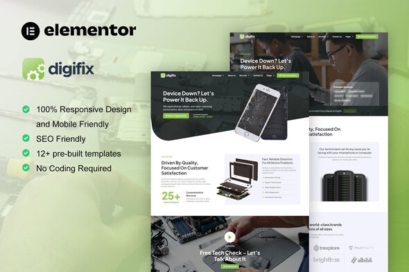 Download DigiFix – Mobile Phone Repair Elementor Pro Template Kit