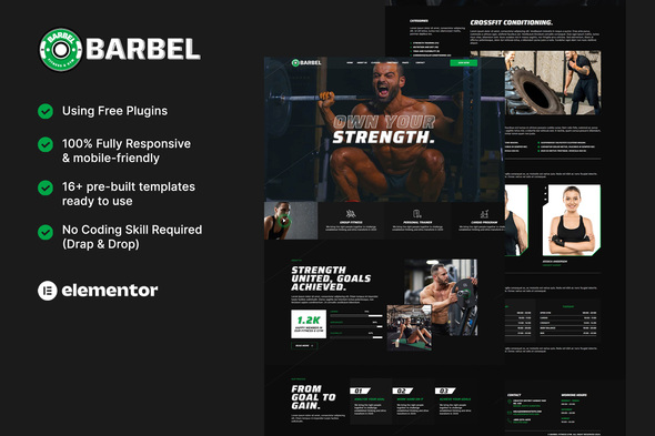 Télécharger Barbel – Fitness Gym Elementor Template Kit