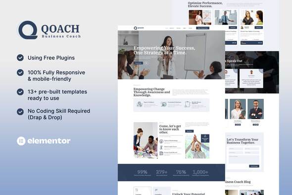 Download Qoach – Women’s Business Coaching Elementor Template Kit