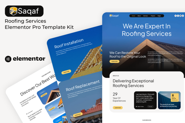 Download Saqaf – Roofing Services Elementor Pro Template Kit