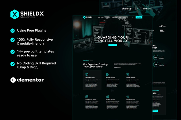 Télécharger ShieldX – Cybersecurity Services Elementor Template Kit