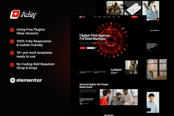 Download Adsy – Digital Agency Elementor Template Kit