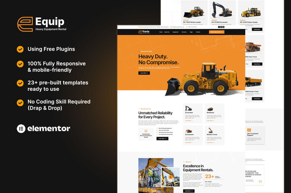 Download Equip – Heavy Equipment Rental Elementor Template Kit