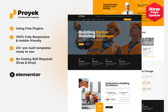 Télécharger Proyek – Construction Elementor Template Kit