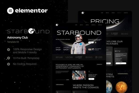 Télécharger Starbound – Astronomy Club Elementor Template Kit