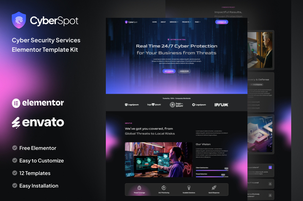 Download CyberSpot – Cyber Security Services Elementor Template Kit