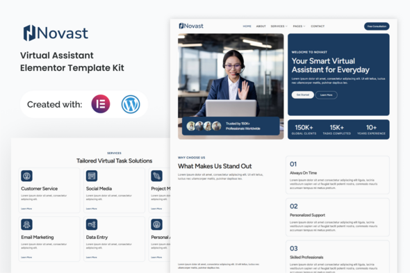 Download Novast – Virtual Assistant Elementor Template Kit