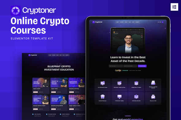 Download Cryptoner – Online Crypto Courses Elementor Template Kit