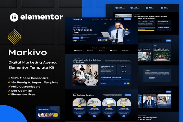 Télécharger Markivo – Digital Marketing Agency Elementor Template Kit
