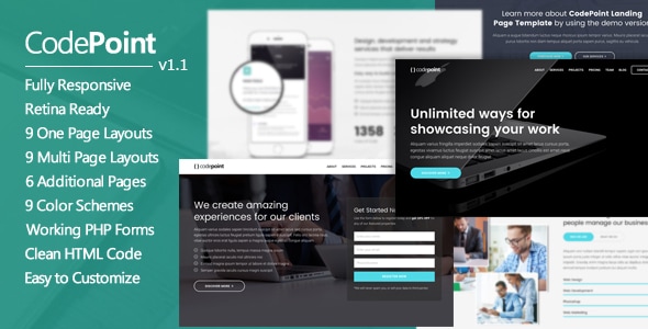 Télécharger CodePoint – Multi-Purpose Landing Page WordPress Theme