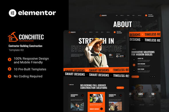 Download Conchitec – Contractor Building Construction Elementor Template Kit