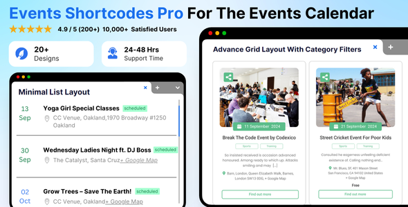 Download Events Shortcodes Pro – For The Events Calendar