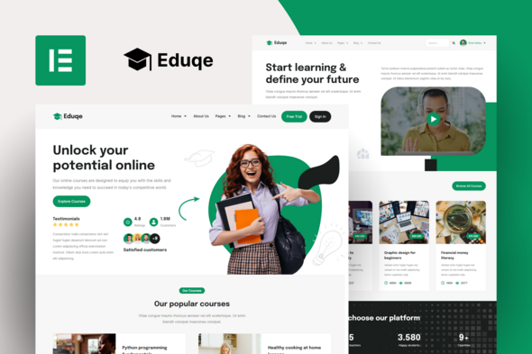 Download Eduqe – Online Courses Elementor Pro Template Kit