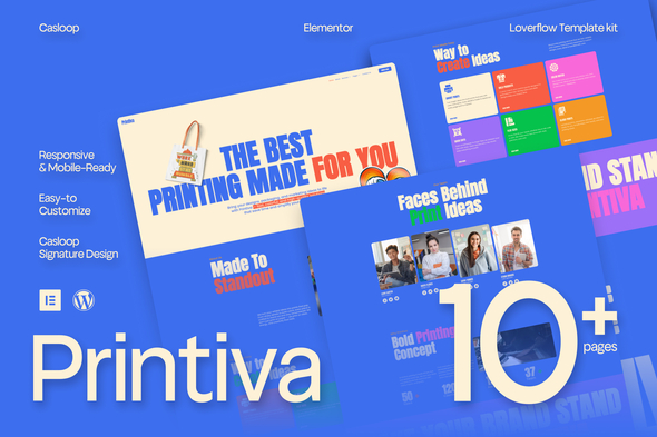 Download Printiva – Modern Colorful Printing Service Company Elementor Template Kit