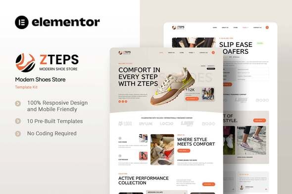 Download Zteps – Modern Shoes Store Elementor Template Kit