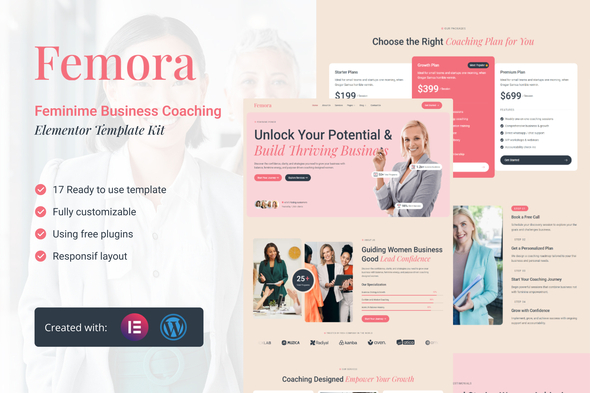 Télécharger Femora – Feminime Business Coaching Elementor Template Kit