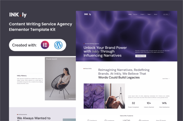 Télécharger Inkly – Content Writing Service Agency Elementor Template Kit