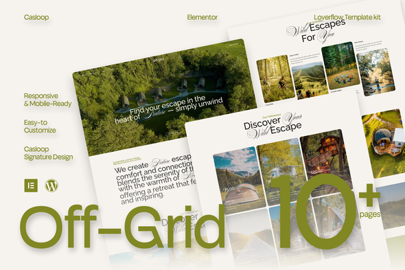 Download Off-Grid – Modern Natural Glamping Elementor Template Kit