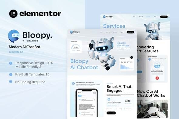 Télécharger Bloopy – Modern AI Chat Bot Elementor Template Kit