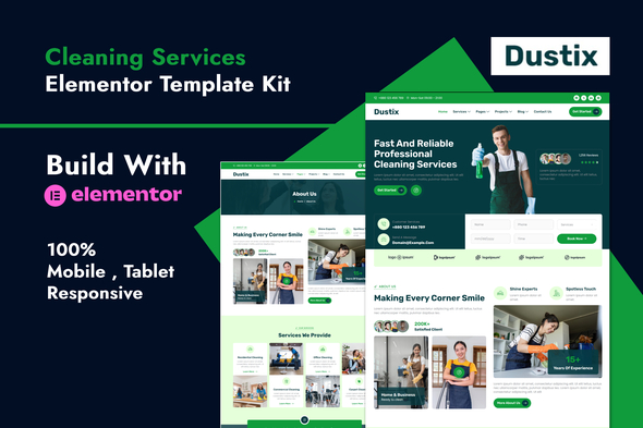 Download Dustix – Cleaning Services Elementor Template Kit