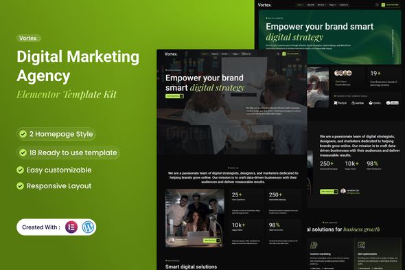 Download Vortex – Digital Marketing Agency Elementor Template Kit