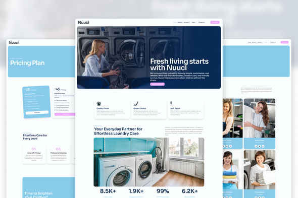 Télécharger Nuuci – Modern Fresh Laundry Service Elementor Template Kit
