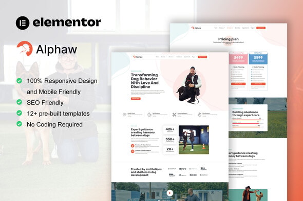 Download Alphaw – Dog Training Elementor Pro Template Kit