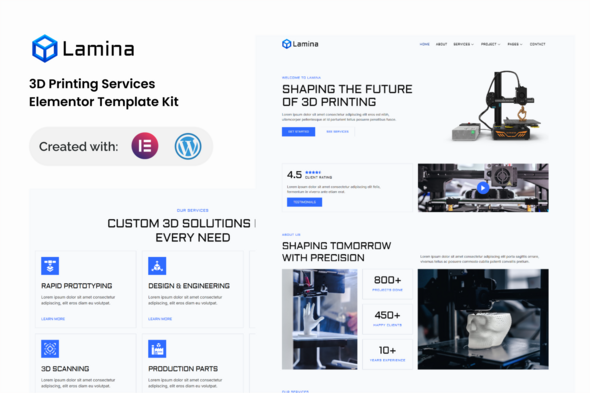 Download Lamina – 3D Printing Services Elementor Template Kit