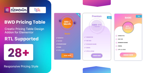 Download BWD Pricing Table Add-on for Elementor