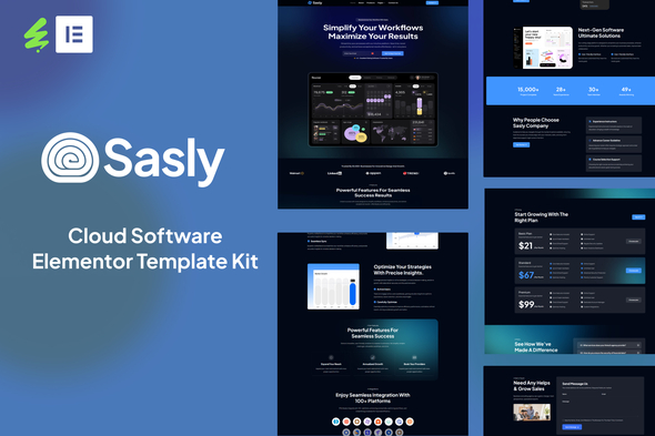 Download Sasly – Cloud Software Agency Elementor Template Kit