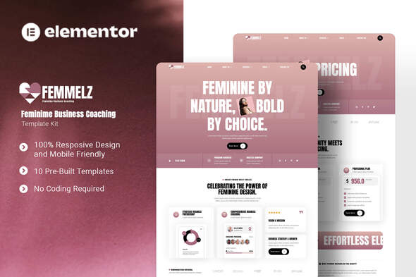 Télécharger Femmelz – Feminime Business Coaching Elementor Template Kit