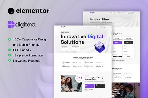 Télécharger Digitera – Digital Agency Elementor Pro Template Kit