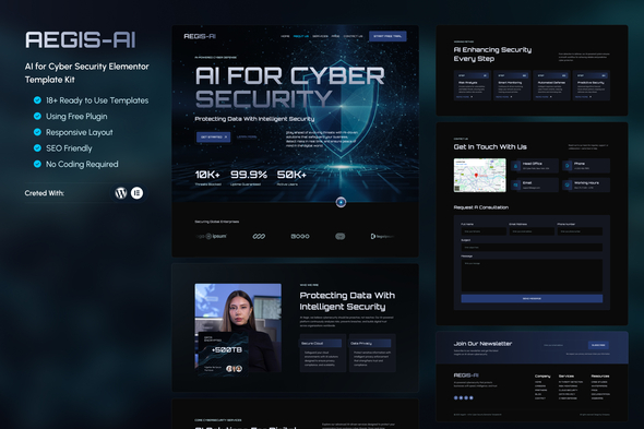 Download Aegis – AI for Cyber Security Elementor Template Kit
