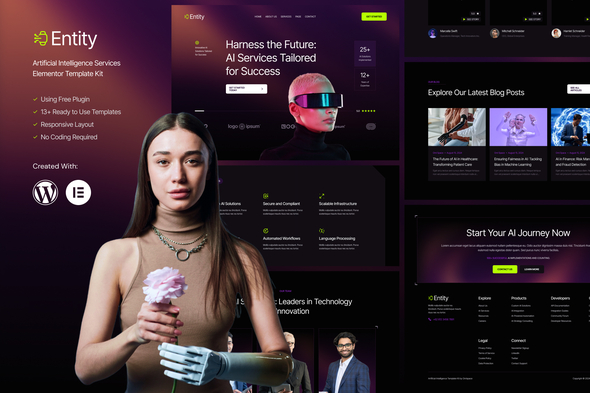 Télécharger Entity – Artificial Intelligence Services Elementor Template Kit