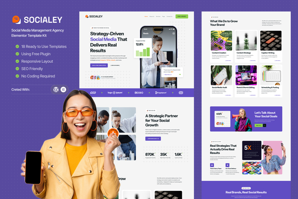 Download Socialey – Social Media Management Agency Elementor Template Kit