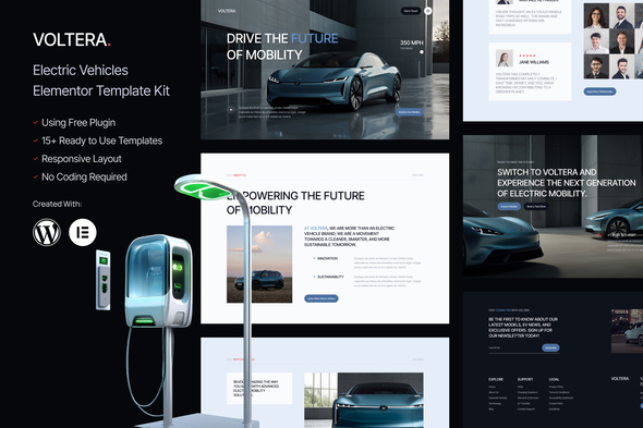 Télécharger Voltera – Electric Vehicles Elementor Template Kit