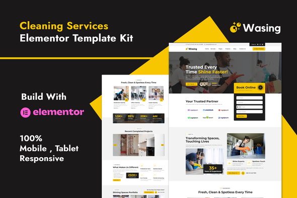 Download Wasing – Cleaning Services Elementor Template Kit