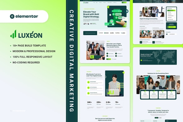 Télécharger Luxeon – Creative Digital Marketing Elementor Template Kit