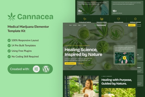 Télécharger Cannacea – Medical Marijuana Elementor Template Kit