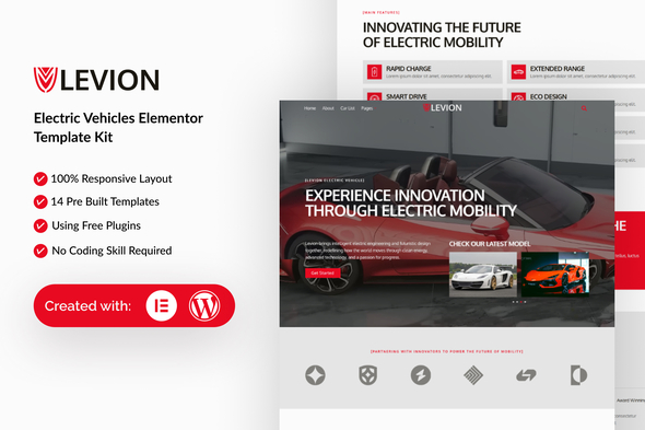 Télécharger Levion – Electric Vehicle Elementor Template Kit