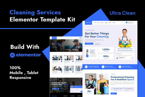 Download Ultraclean – Cleaning Services Elementor Template Kit