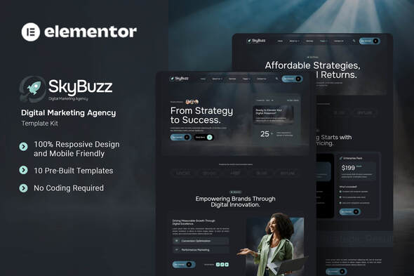 Download Skybuzz – Digital Marketing Agency Elementor Template Kit