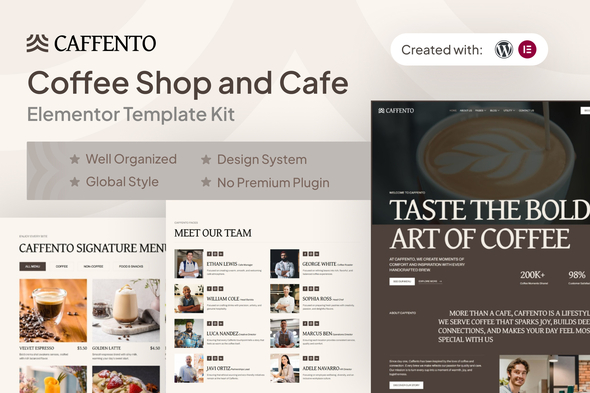 Download Caffento – Coffee Shop and Cafe Elementor Template Kit