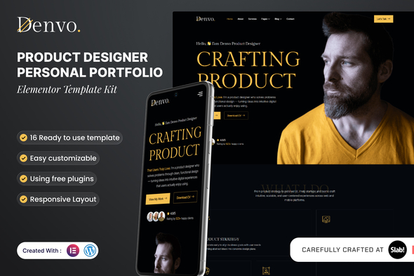 Download Denvo – Product Designer Personal Portfolio Elementor Template Kit