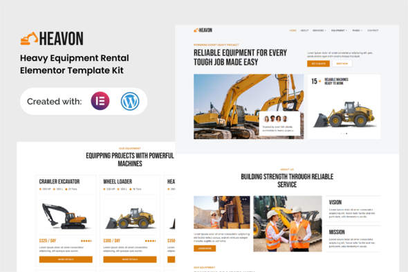 Télécharger Heavon – Heavy Equipment Rental Elementor Template Kit