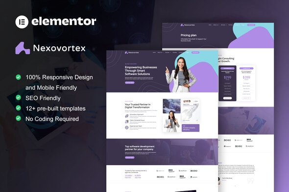 Download Nexovortex – Software Company Elementor Pro Template Kit
