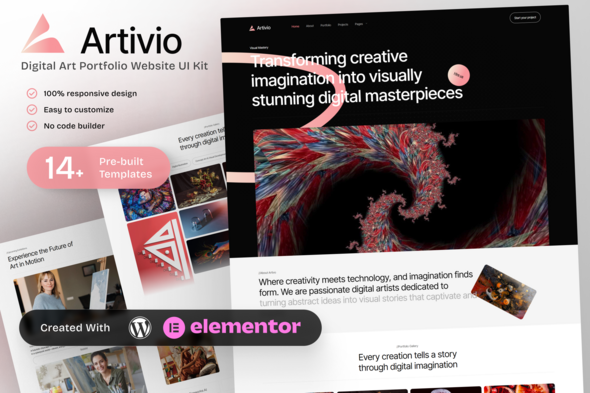 Download Artivio – Digital Art Portfolio Elementor Template Kit