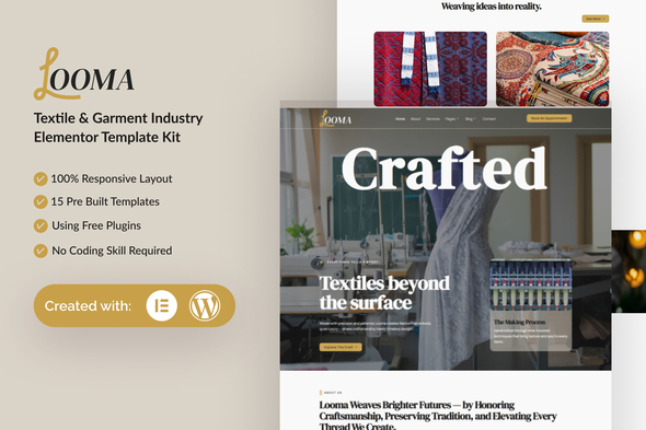 Download Looma – Textile Garment Industry Elementor Template Kit