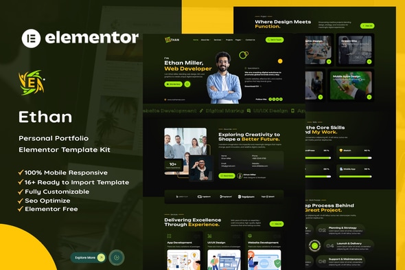 Download Ethan – Personal Portfolio Elementor Template Kit